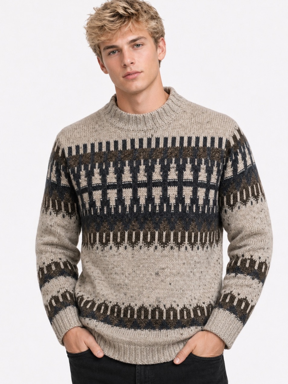Vintage Lyle & Scott Men's Crewneck Sweater - made in Italy